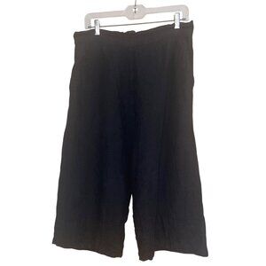 Ogi Antunac Womens Pants Size Medium Black Cropped Lagenlook Pure Linen